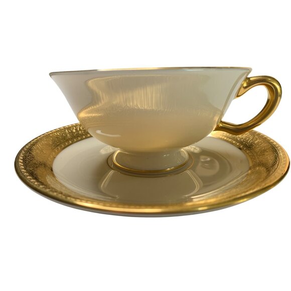 2 pc Gold Footed Tea Cup & Saucer Set 8677 Westchester Lenox M-139 MULTIPLE - Picture 2 of 14